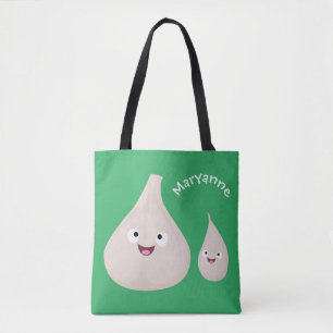 Cute garlic cartoon vegetable illustration tote bag