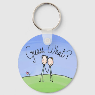 Cute Gay Couple Guess What Keychain