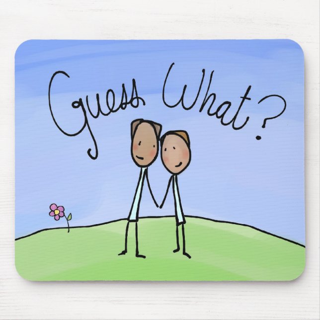 Cute Gay Couple Guess What Mouse Pad (Front)