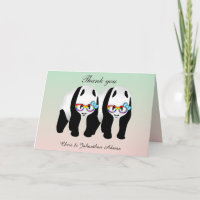 Cute Gay Pandas Rainbow Wearing Glasses Thank you
