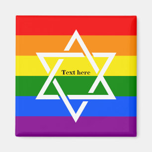 Cute Gay Rainbow Flag Jewish Star of David Magnet