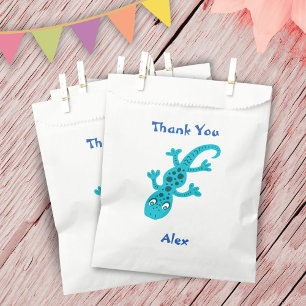 Cute Gecko Lizard Blue Kids Birthday Thank You Favour Bag