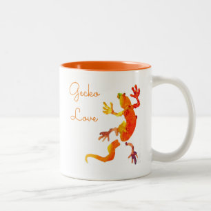 Cute gecko lizard reptile art Two-Tone coffee mug