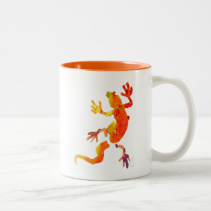 Cute gecko lizard reptile art Two-Tone coffee mug