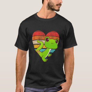 Cute Gecko Retro Heart Shape Vintage T-Shirt