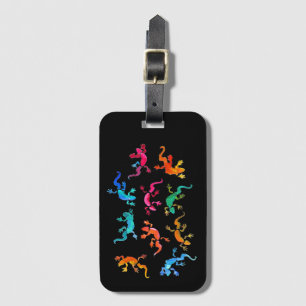 Cute geckos lizard wildlife art illustration luggage tag
