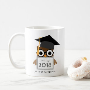 Cute Geeky Graduate Owl Personalized Graduation Coffee Mug