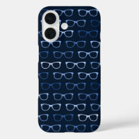 Cute Geeky Navy Blue Hipster Eye Glasses Pattern