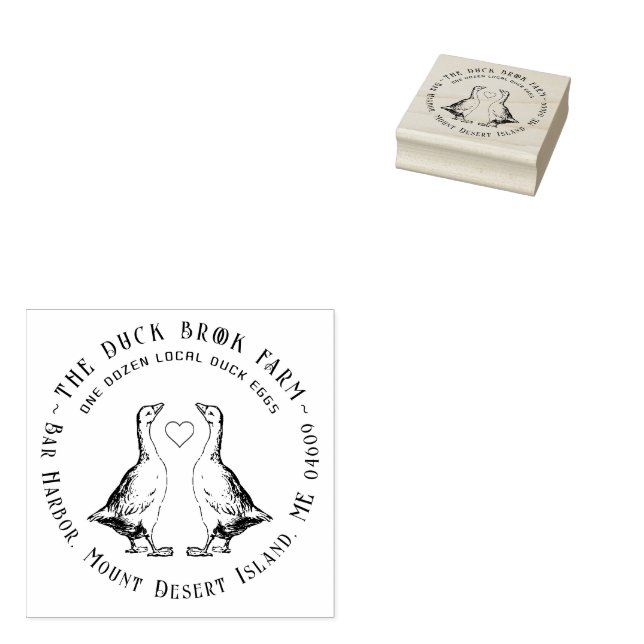 Cute Geese Custom Farm Egg Carton Stamp with Heart (Stamped)