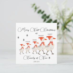 Cute Geese Family of Five First Christmas Holiday Card