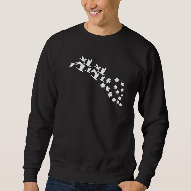 Cute Geese Flying Maple Leaf Goose Canada Day Sweatshirt (Front)
