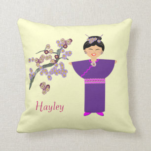 Cute Geisha Girl Blossom  Personalised Pillow