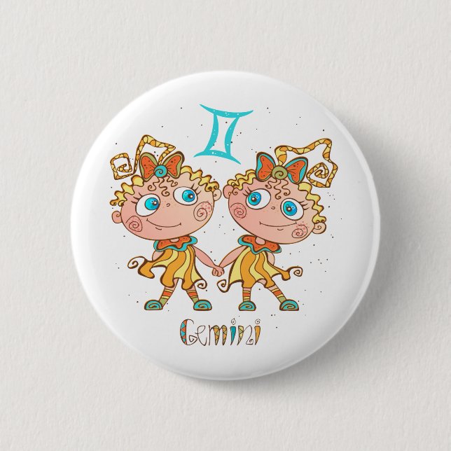 Cute Gemini Twins 2 Inch Round Button (Front)