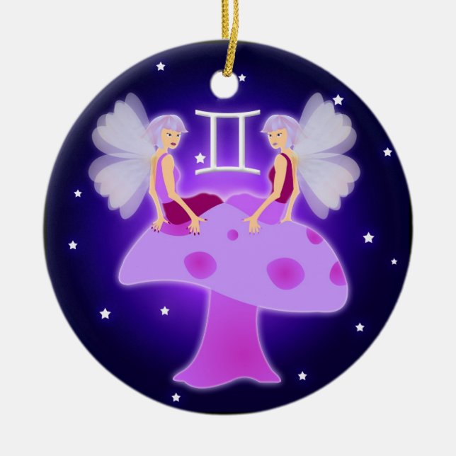 Cute Gemini Zodiac Ceramic Ornament (Front)