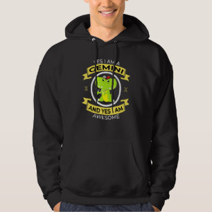 Cute Gemini Zodiac Sign Astrology T Rex Dinosaur H Hoodie