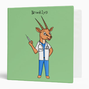Cute Gemsbok antelope doctor cartoon Binder