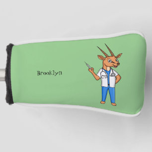 Cute Gemsbok antelope doctor cartoon Golf Head Cover