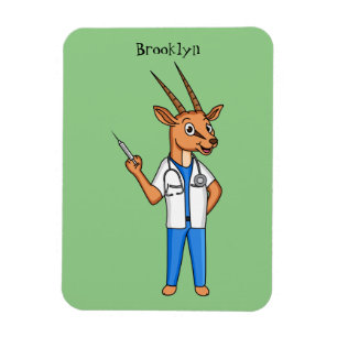 Cute Gemsbok antelope doctor cartoon Magnet