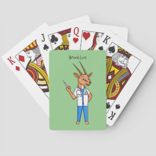 Cute Gemsbok antelope doctor cartoon Playing Cards