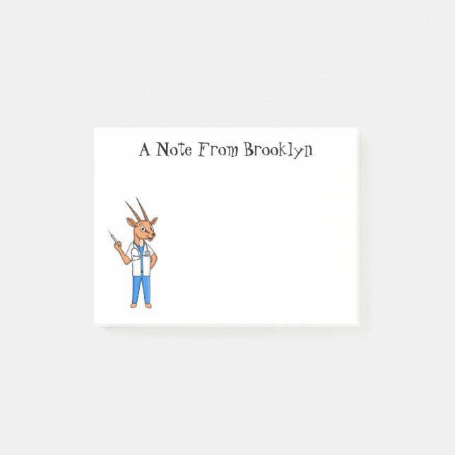 Cute Gemsbok antelope doctor cartoon Post-it Notes (Front)