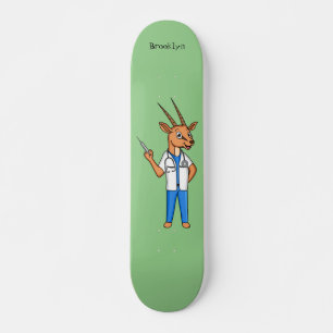 Cute Gemsbok antelope doctor cartoon Skateboard