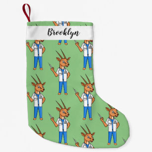 Cute Gemsbok antelope doctor cartoon Small Christmas Stocking