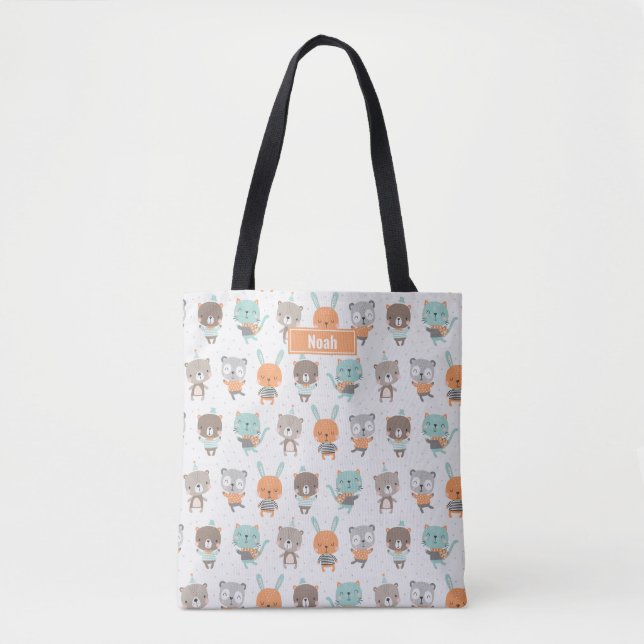 Cute gender neutral animals tote bag (Front)