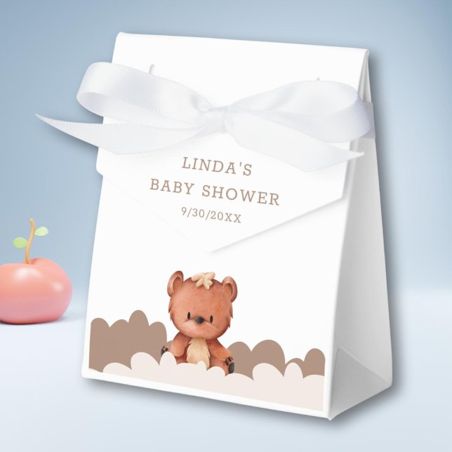 Cute Gender Neutral Boho Bear Baby Shower Favor Box (Creator Uploaded)