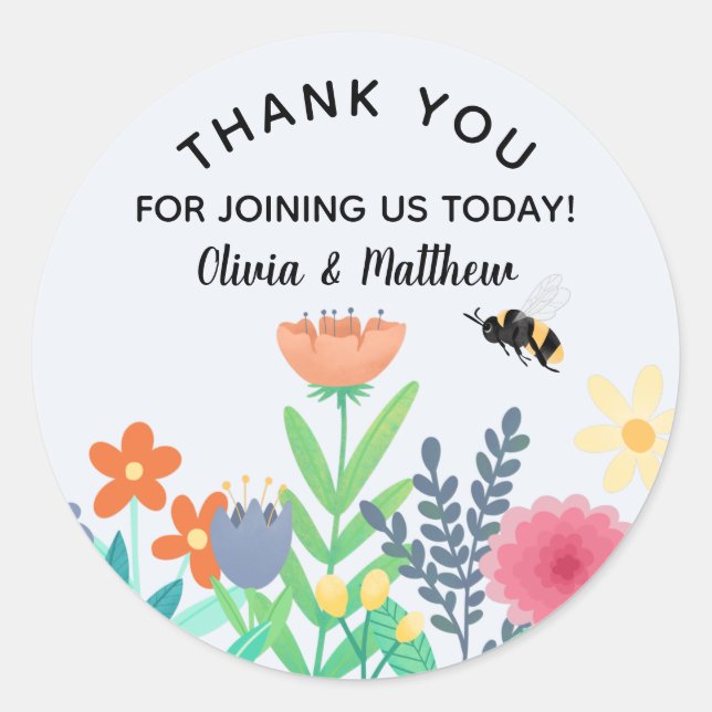 Cute Gender Neutral Bumblebee Bee Baby Shower Classic Round Sticker (Front)