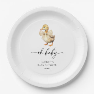 Cute Gender Neutral Oh Baby Duck Baby Shower Paper Plate