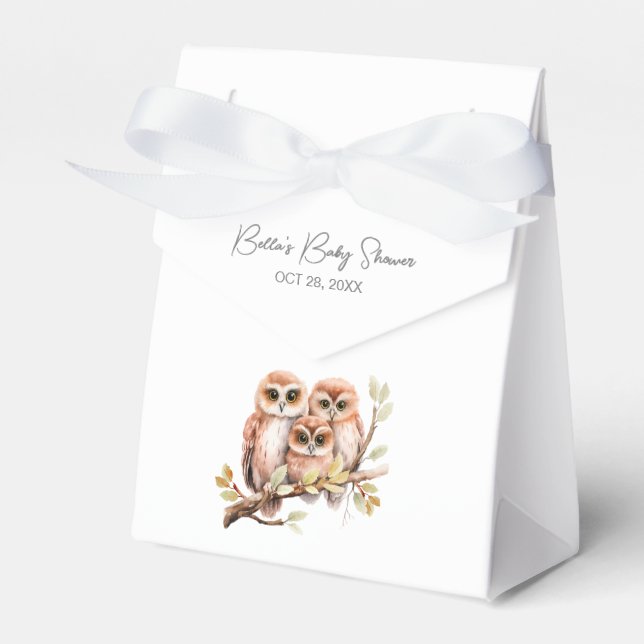 Cute Gender Neutral Owl Baby Shower  Favor Box (Front Side)