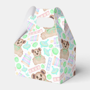 Cute Gender Neutral Teddy Bear Baby Favor Box
