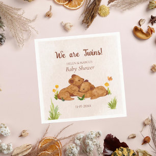 Cute Gender Neutral Twins Baby Shower Napkin