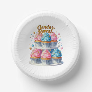Cute Gender reveal cupcake party Paper Plate
