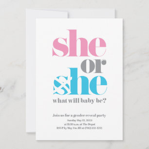 Cute Gender Reveal Invitation