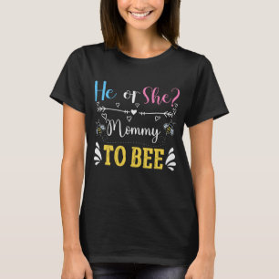 Cute gender reveal Mommy bee word art T-Shirt