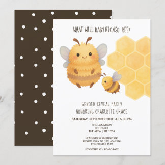 Cute Gender Reveal What Will Baby Bee Baby Shower Invitation
