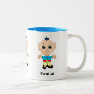 Cute Genius Elf & Calligraphy Two-Tone Coffee Mug