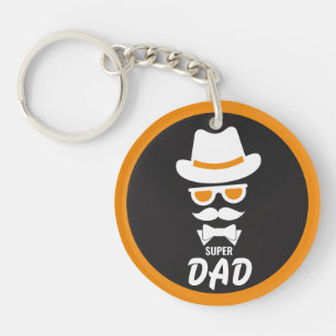 Cute Gentleman Face With Moustaches, Hat, sunglass Keychain