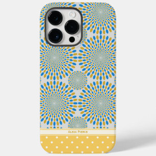Cute Geometric Abstract Blue & Yellow Personalized Case-Mate iPhone 14 Pro Max Case