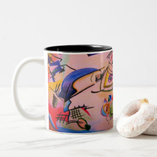 Cute Geometric Abstract Bright Blue Pink Red Blue Two-Tone Coffee Mug