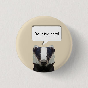 Cute geometric badger 1 inch round button