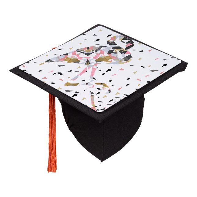 Cute geometric Flamingo abstract design Graduation Cap Topper (Angled)