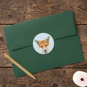 Cute geometric fox classic round sticker