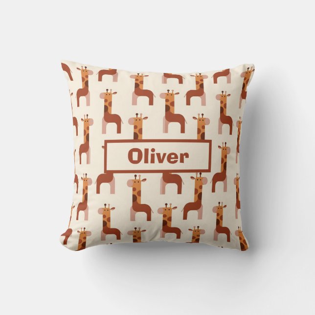 Cute Geometric Giraffe Pattern Throw Pillow (Front)