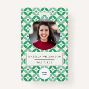 Cute Geometric Green Employee Photo ID Corporate Badge
