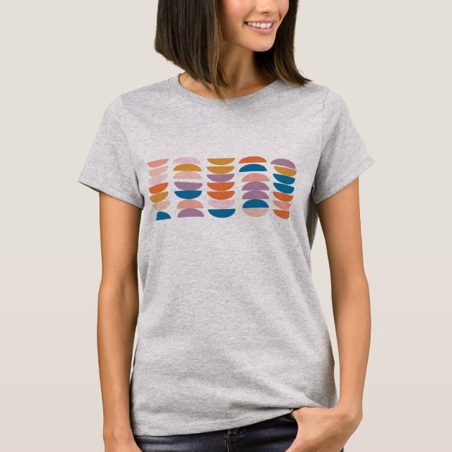 Cute Geometric Half Moon Shapes Pattern T-Shirt (Front)