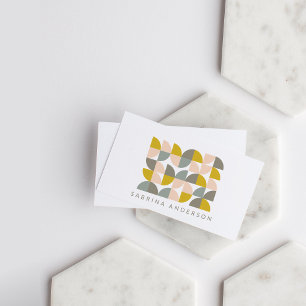 Cute Geometric Minimalist Blush Yellow and Grey  Business Card