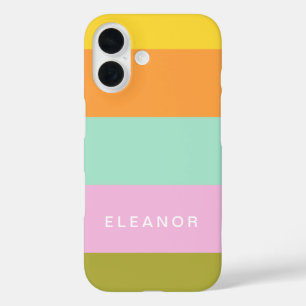Cute Geometric Pastel Colour Block Personalized  iPhone 16 Case