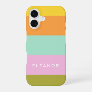 Cute Geometric Pastel Colour Block Personalized iPhone 16 Case